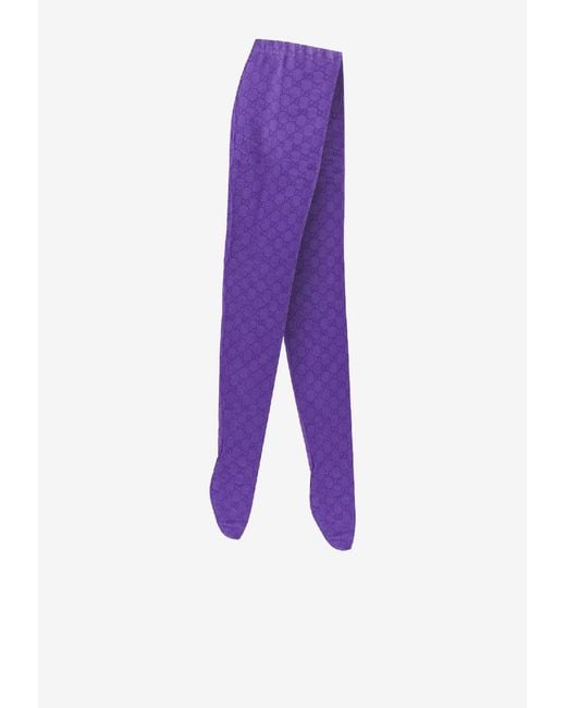 Gucci Purple All-Over Gg-Print Tights