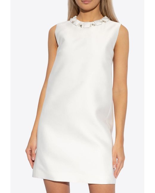 Versace White Bead Embellished Mini Dress