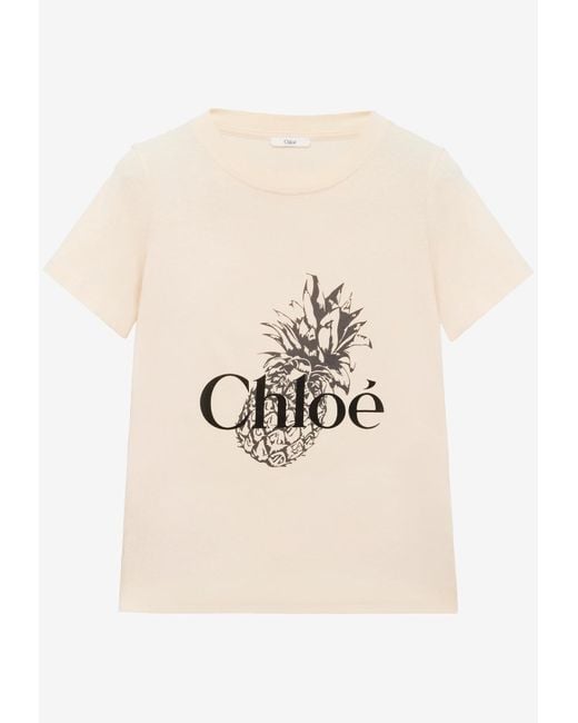 Chloé Natural Pineapple And Logo Print T-Shirt