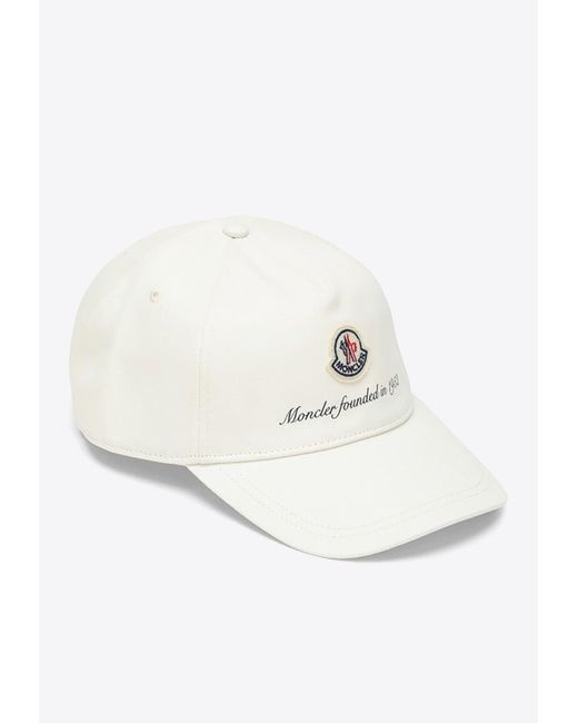 Moncler White Logo Patch Baseball Cap for men