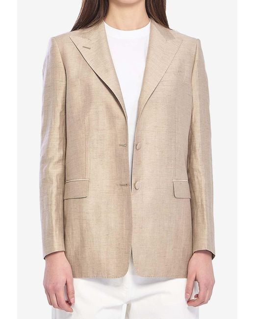Tagliatore Natural Single-Breasted Buttoned Blazer