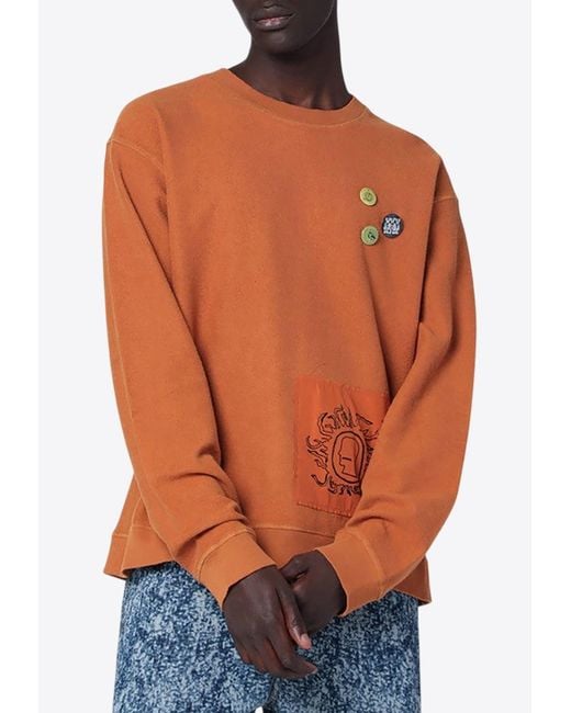 Brain Dead Orange Gargoyle Printed Sweatshirt for men