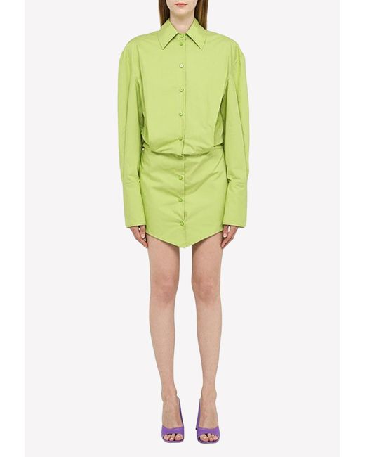 The Attico Green Mini Shirt Dress