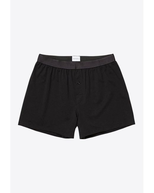 Sunspel Black One‑Button Logo Boxer Shorts for men