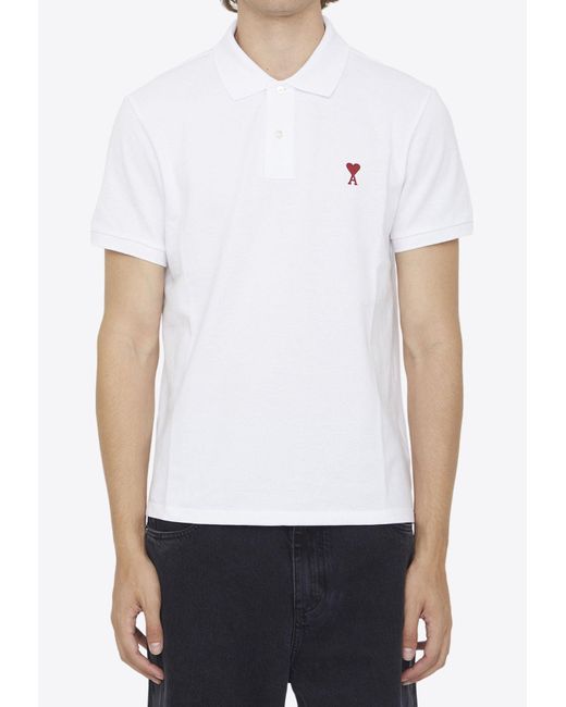 AMI White Ami De Coeur Polo T-Shirt for men