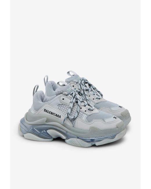 balenciaga grey triple s clear sole sneakers