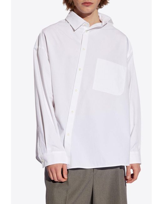 Jacquemus White Cuadro Asymmetrical Long-Sleeved Shirt for men