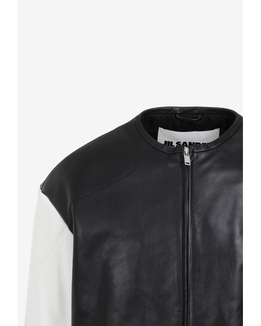 Jil Sander Black Leather Zip-up Jacket for men