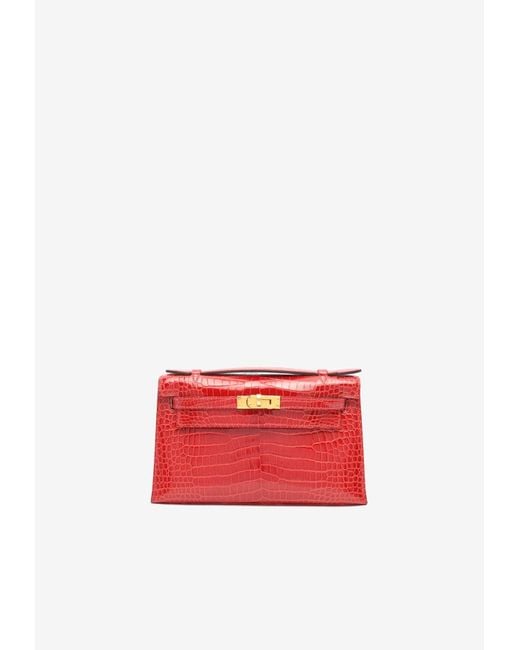 Hermès Red Kelly Pochette Clutch Bag