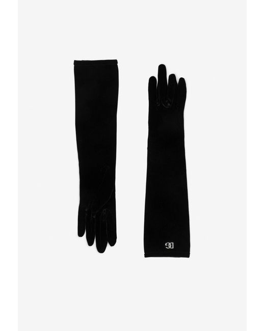 Dolce & Gabbana Black Dg Logo Velvet Gloves