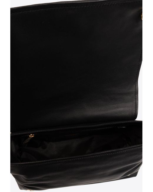 Moschino Black Logo Plaque Leather Shoulder Bag