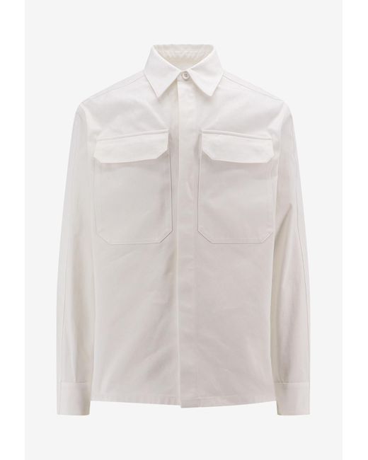 Jil Sander White Long-Sleeved Shirt With Flap Pockets for men