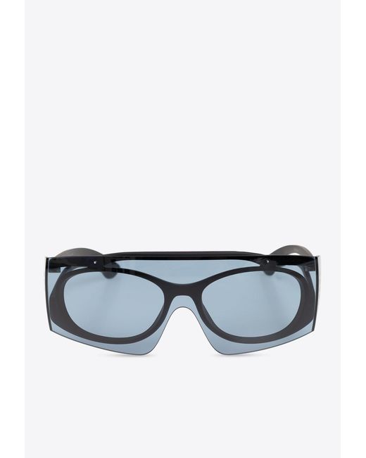 McQueen Blue Two-Tone Shield Sunglasses