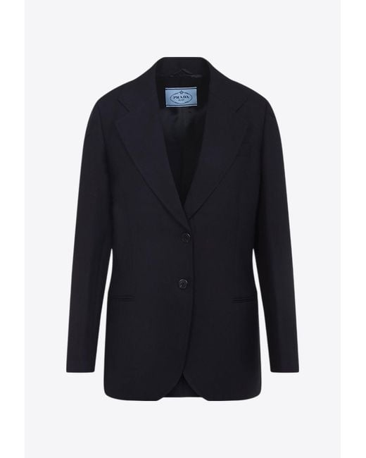 Prada Blue Single-Breasted Wool Blazer