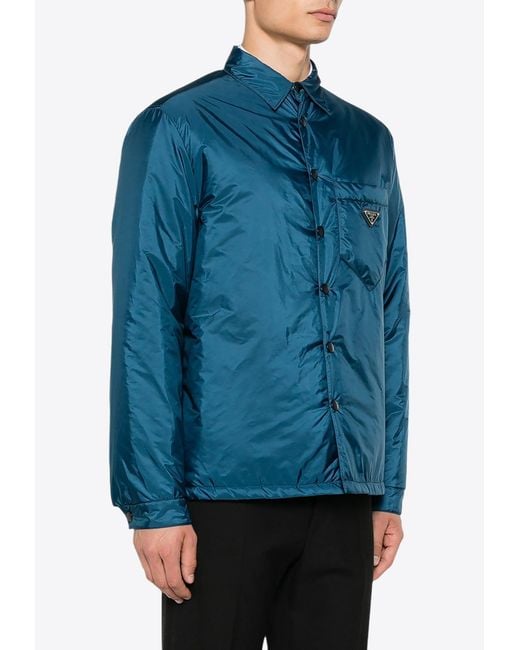Prada Blue Triangle Logo Padded Jacket for men