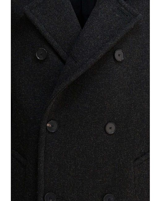 AURALEE Double-Breasted Long Wool Coat in Black for Men | Lyst