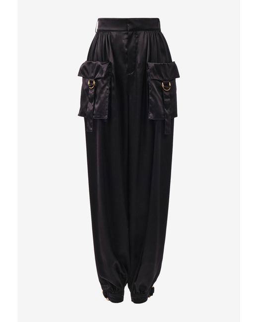 Chloé Black Silk Fluid Cargo Pants