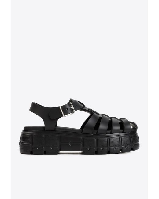 Miu Miu 50 Chunky Platform Sandals in Black | Lyst