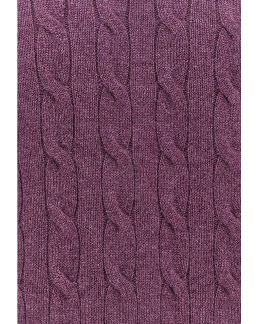 Brunello Cucinelli Purple Cable Knit Sweater for men
