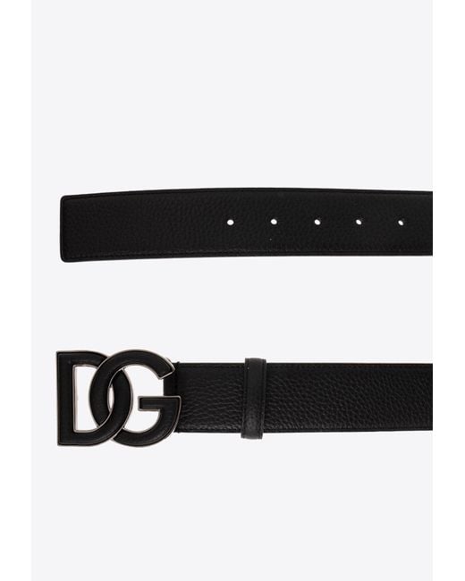 Dolce & Gabbana Black Dg Buckle Leather Belt for men