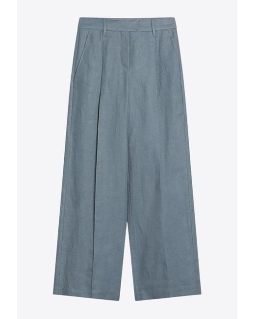 パンツ BRUNELLO CUCINELLI Hemp and linen trouser Blu Brunello Cucinelli Dyed Hemp and Linen Gabardine Loose