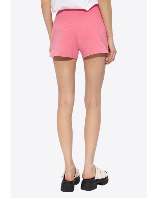 Moschino Pink Logo Waistband Mini Shorts