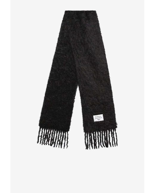 Acne White Logo Patch Mohair-Blend Scarf for men