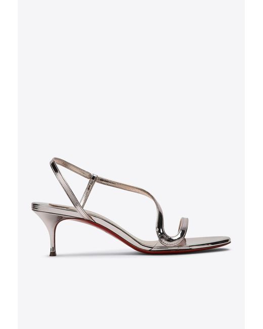 Christian Louboutin White Rosalie 55 Laminated Leather Sandals