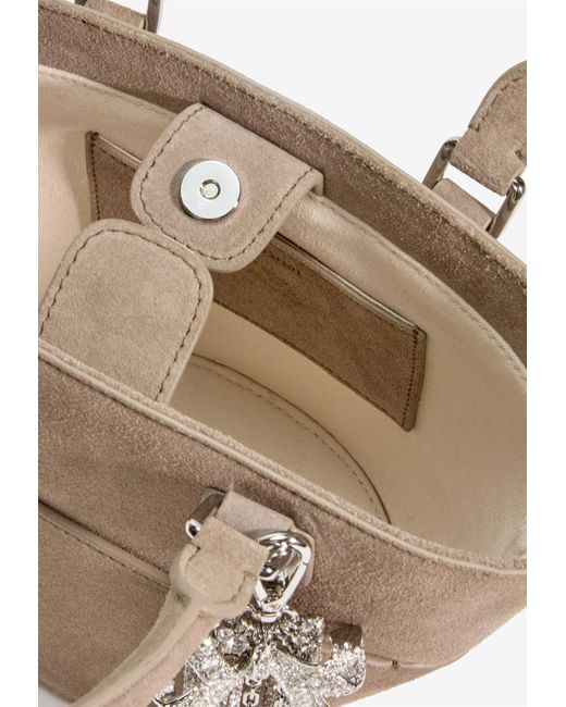 Self-Portrait Gray Suede Shoulder Bag With Charms