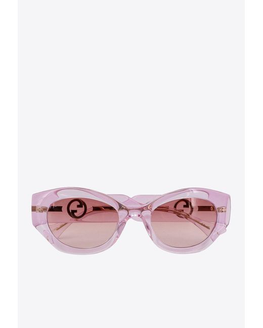 Gucci Pink Oval Acetate Sunglasses