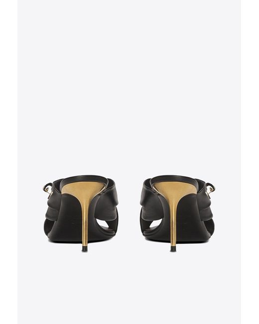 Balmain White Safety Pin 75 Leather Mules