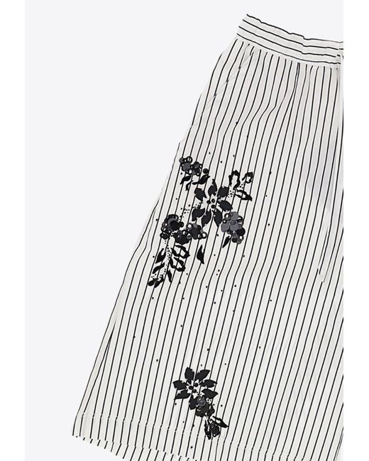 Dolce & Gabbana White Embroidered Striped Poplin Shorts for men