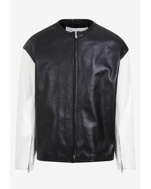 Jil Sander Black Leather Zip-up Jacket for men