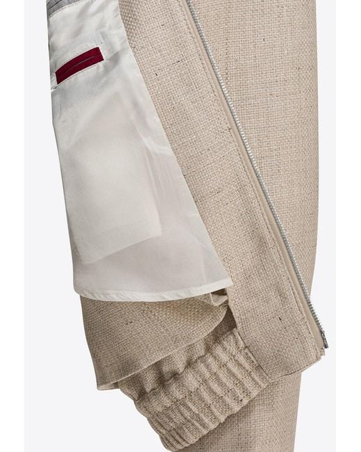 Brunello Cucinelli Natural Wool-Blend Hopsack Jacket for men