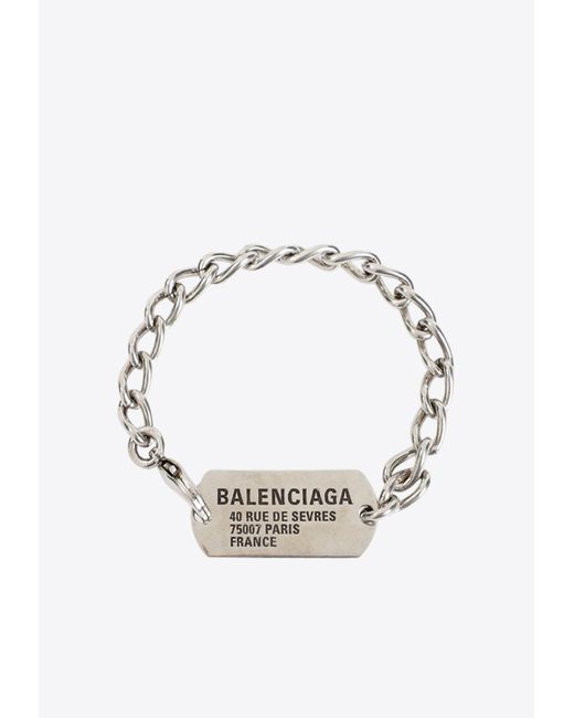 Balenciaga Blue Logo-engraved Tags Bracelet for men