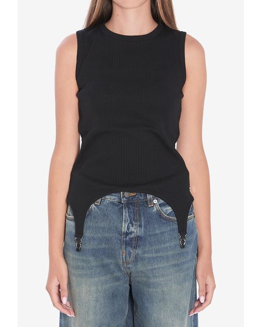 Jean Paul Gaultier Black Tank Top With Lingerie Garter