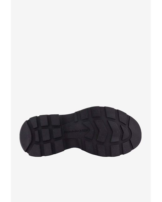 Alexander McQueen Black Tread Slick Graffiti Logo Ankle Boots for men