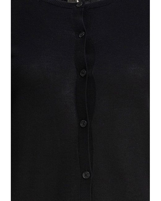 Totême  Black Wool Crewneck Cardigan