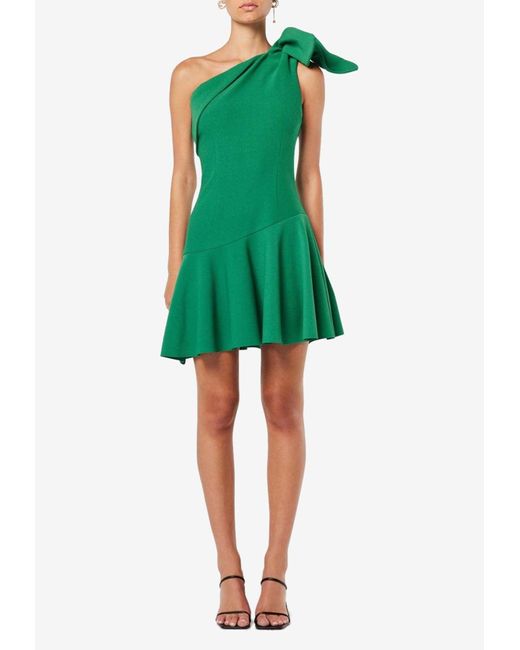 Elliatt Green Ornamental One-shoulder Mini Dress
