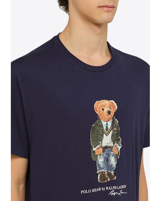 Polo Ralph Lauren Blue Polo Bear Print Crewneck T-Shirt for men