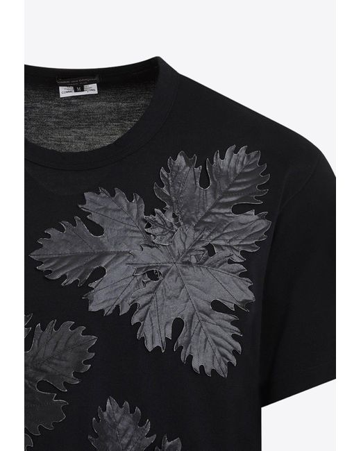 Comme des Garçons Black Leaf-Print Crewneck T-Shirt for men