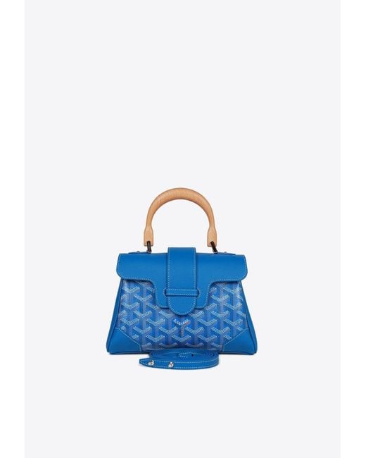Goyard Blue Mini Saïgon Souple Top Handle Bag With Palladium Hardware