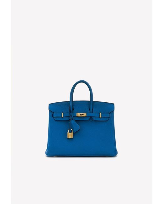 Hermès Birkin 25 Top Handle Bag In Bleu Zanzibar Togo With Gold ...