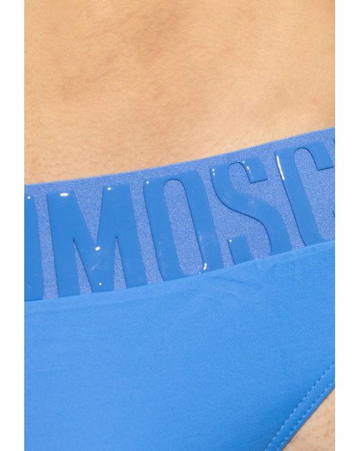 Moschino Blue Logo Waistband Swim Briefs for men