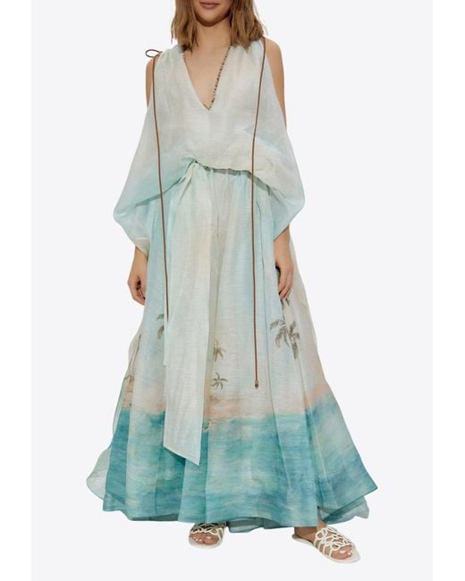 Zimmermann Illuminate Plunge Gown in Green | Lyst