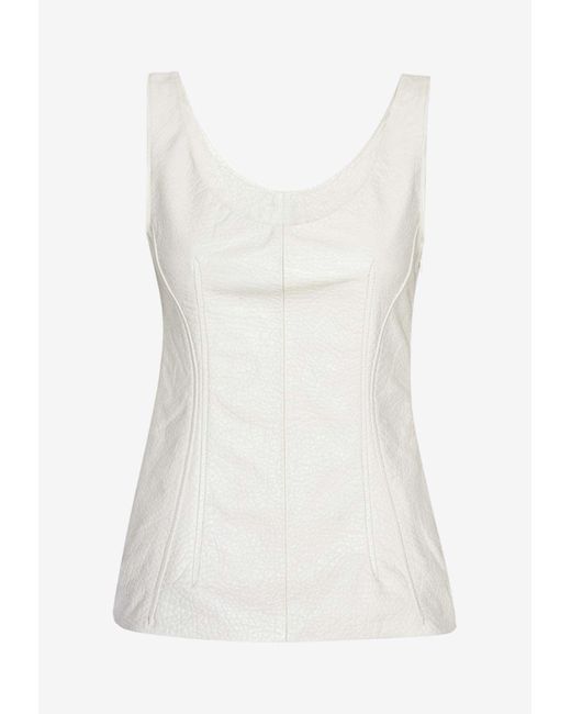 Remain White Sleeveless Leather Top