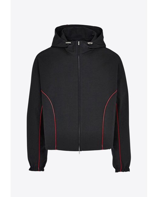 Ferragamo Black Contrast-Piping Drawstring Jacket for men