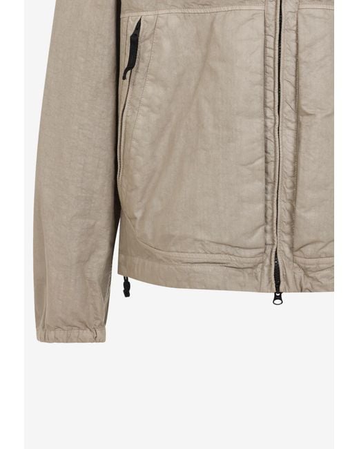 Stone Island Natural Logo Patch Zip-Up Jacket for men