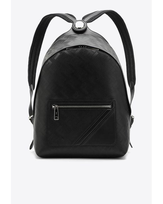 Fendi Black Shadow Diagonal Leather Backpack for men