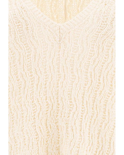 Loulou de Saison Natural Komo V-Neck Knitted Sweater